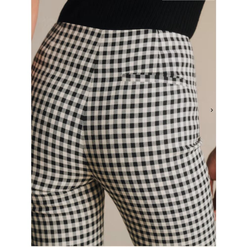Sezane Black & White Houndstooth Cropped Ankle Pants - Picture 3 of 14